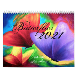 Modern Butterfly Floral Illustrations 2022 Wall Calendar