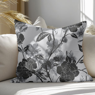 Modern Butterfly Floral Noir Cushion