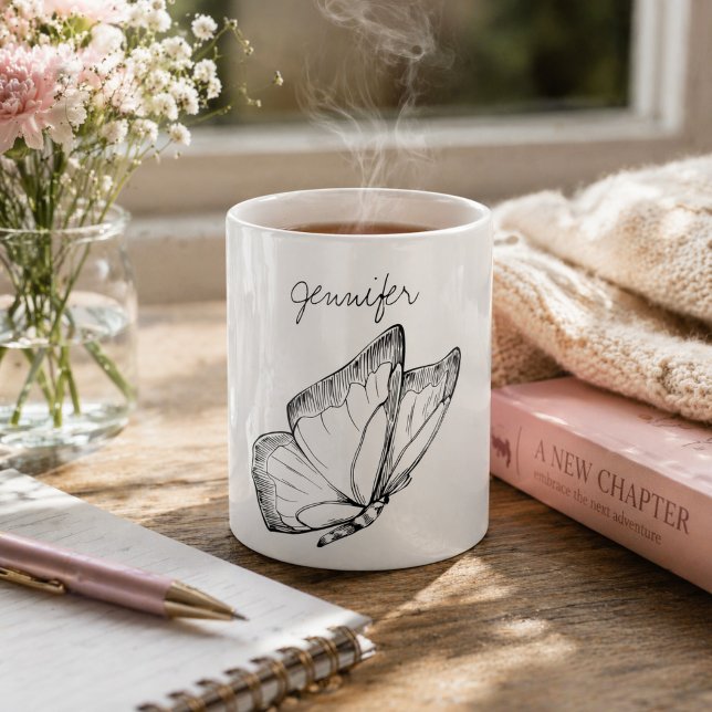 Modern Butterfly Illustration Monogram  Coffee Mug (Creator Uploaded)