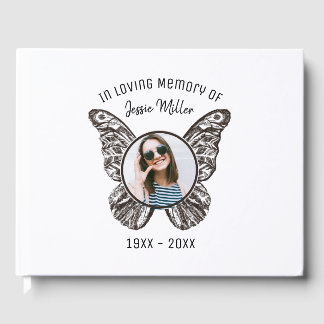 Modern Butterfly Memorial Guest Book