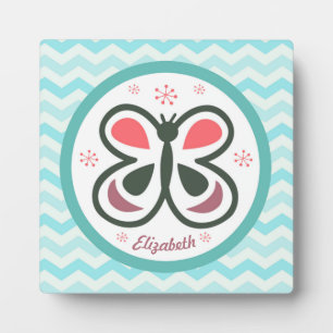 Modern Butterfly Personalised Chevron Kids Design Plaque