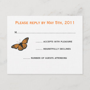 Modern Butterfly RSVP card - Orange