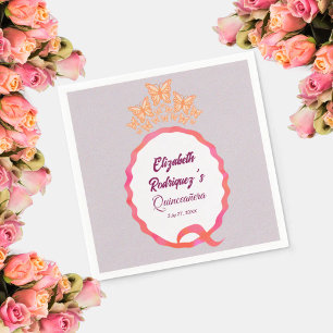 Modern Butterfly Tiara Crown Squiggle  Napkin