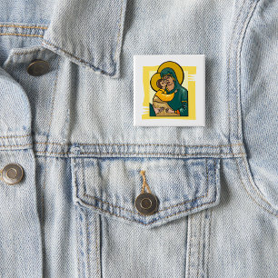 Modern Byzantine Virgin Mary and Child Religious  15 Cm Square Badge