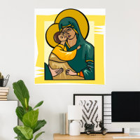 Modern Byzantine Virgin Mary and Child Religious