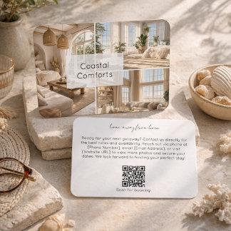 Modern Cabin Rental Property QR Code Business Card