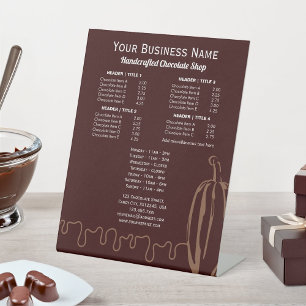 Modern Cacao Pod Chocolatier Chocolate Shop Pedestal Sign