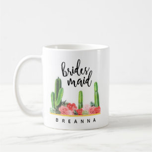 Modern Cactus and Floral Bridesmaid Coffee Mug