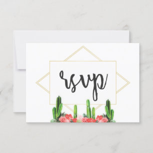 Modern Cactus and Floral Response Card