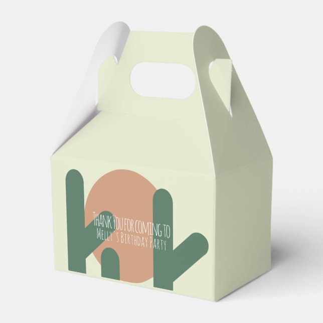 Modern Cactus Birthday Party Thank You Favour Box (Front Side)