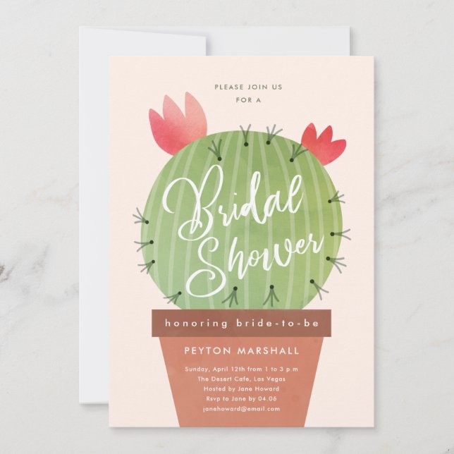 Modern Cactus Bridal Shower Invitation (Front)