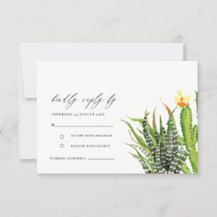MODERN CACTUS FLORAL GARDEN WATERCOLOR RSVP CARD