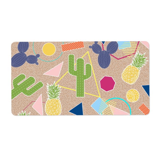 Modern cactus geometric Memphis inspired pattern (Front)