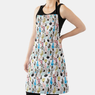 Modern Cactus Geometric Pattern Apron
