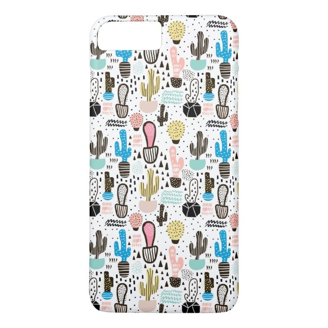 Modern Cactus Geometric Pattern Case-Mate iPhone Case (Back)