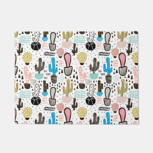 Modern Cactus Geometric Pattern Doormat