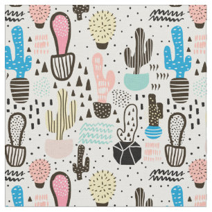 Modern Cactus Geometric Pattern Fabric