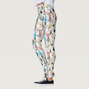 Modern Cactus Geometric Pattern Leggings