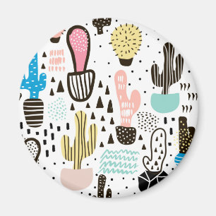 Modern Cactus Geometric Pattern Magnet