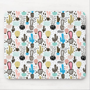 Modern Cactus Geometric Pattern Mouse Pad