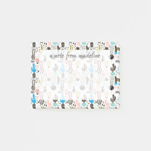 Modern Cactus Geometric Pattern Post-it Notes