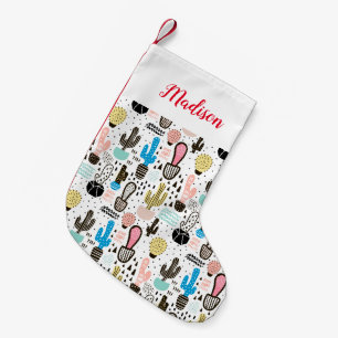 Modern Cactus Geometric Pattern Small Christmas Stocking