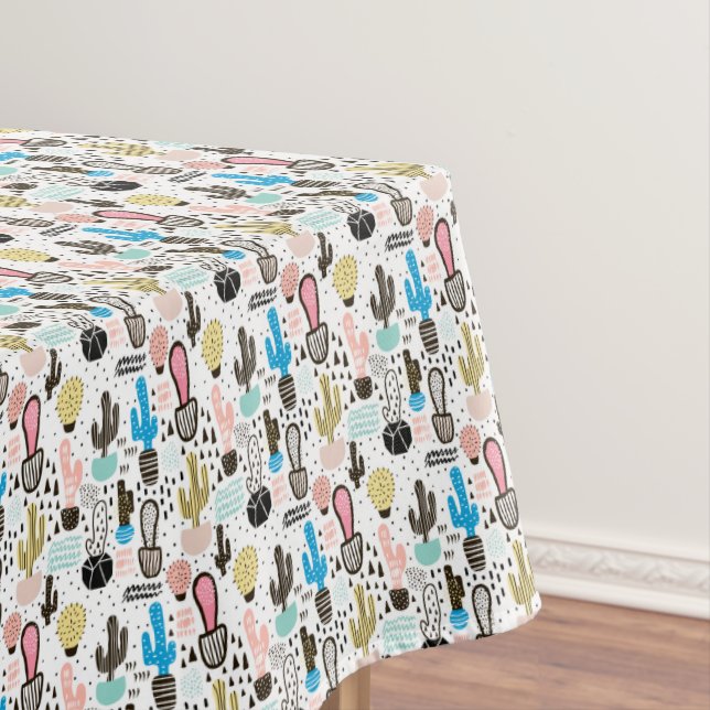 Modern Cactus Geometric Pattern Tablecloth (In Situ)