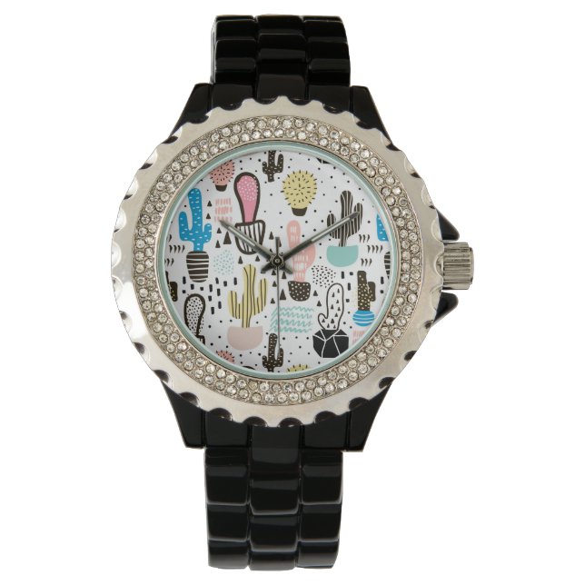 Modern Cactus Geometric Pattern Watch (Front)