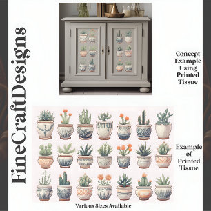 Modern Cactus Houseplant Collection C8 Decoupage Tissue Paper