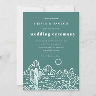 Modern Cactus Line Art Desert Wedding Invitation