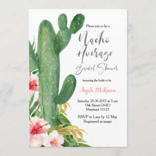 Modern Cactus Nacho Average Bridal Shower Invitation