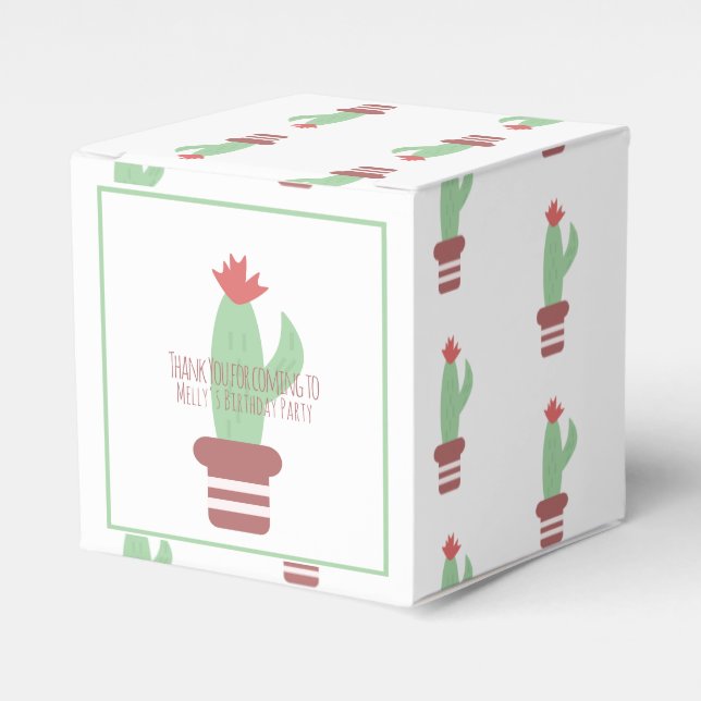 Modern Cactus Plant Birthday Party Thank You  Favour Box (Front Side)