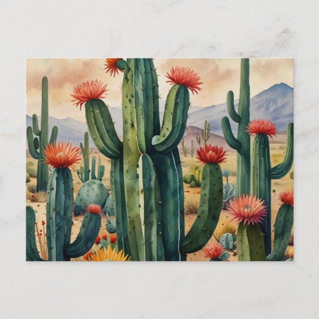Modern Cactus Postcard | Minimalist Desert Botanic (Front)