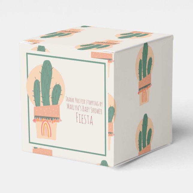 Modern Cactus Potted Plant Rainbow Party Favour Bo Favour Box (Front Side)