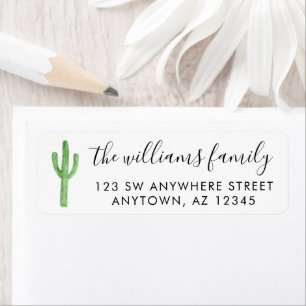 Modern Cactus Script Return Address Label
