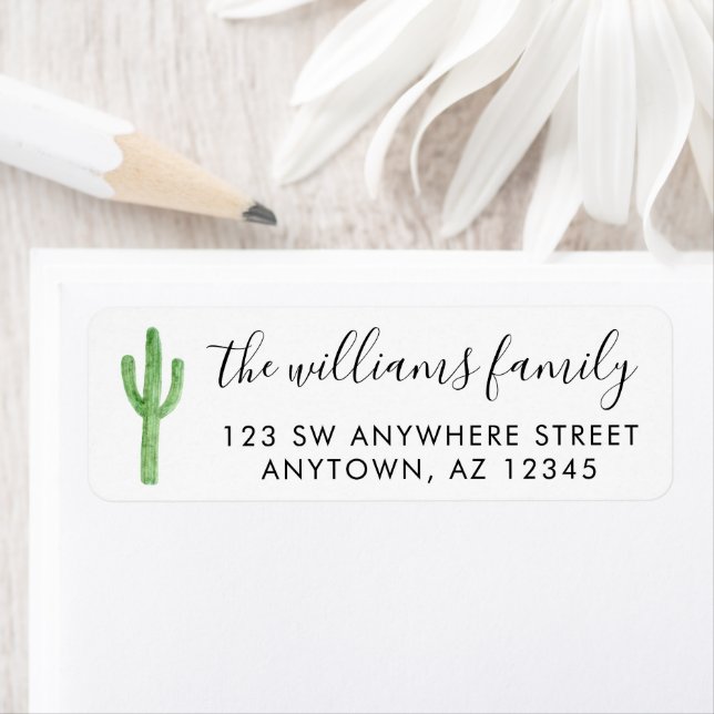 Modern Cactus Script Return Address Label (Insitu)