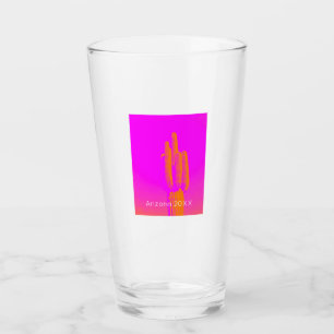 Modern Cactus TEXT Pink Orange Desert Photo Art Glass