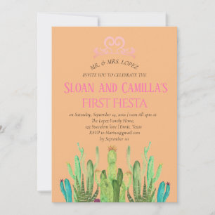Modern Cactus Twins First Fiesta Birthday Invitation