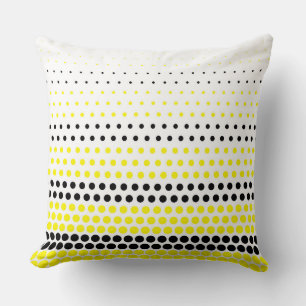 Modern Cadmium Yellow and Black Polka Dot Cushion