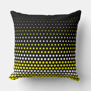 Modern Cadmium Yellow and White Polka Dot Cushion