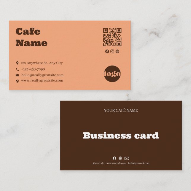 Modern Cafe Bold Type Business Card Template (Front/Back)