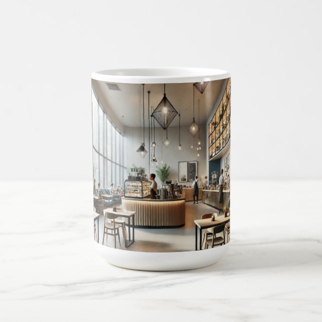 Modern Cafe Watercolor Painting Mug (Center)