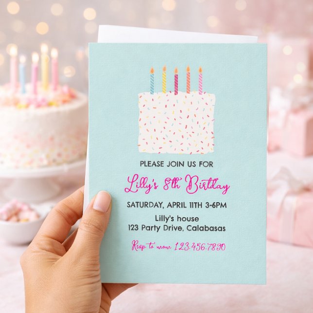 Modern Cake Birthday Invitation, Colorful Sprinkle Invitation (Creator Uploaded)