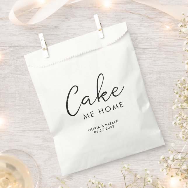 Modern Cake Me Home Wedding Treat Thank You Favour Bag (Clipped)