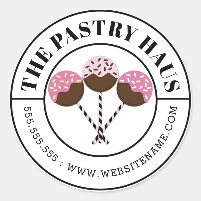 Modern Cake Pops Curved Text Classic Round Sticker (Front)