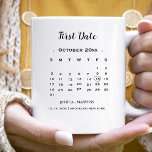 Modern calendar nonphoto Wedding First date Coffee Mug<br><div class="desc">Modern Minimalist engagement calendar Remember the Date. Easily alter by changing each piece of information. By selecting the link Customise further,  you may move the circle. Before adding to cart,  please sure to look at the preview.</div>
