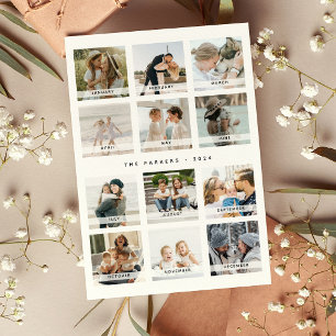 Modern Calendar Photo Collage Christmas Holiday Card