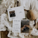 Modern Calendar Save The Date Photo Postcard<br><div class="desc">This is a save the date postcard featuring a modern minimalist design. This design features a modern font with a minimal design. Use the "personalise this template" button to make this save the date completely your own.</div>