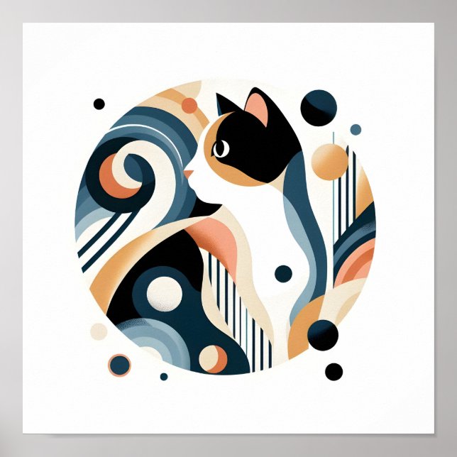 Modern Calico Cat Artworks Poster (Front)