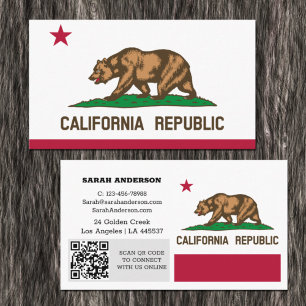 Modern California Business Card, Flag / USA Card